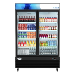 Pemberly Row 53&quot Merchandiser Refrigerator with Two Swinging Glass Doors