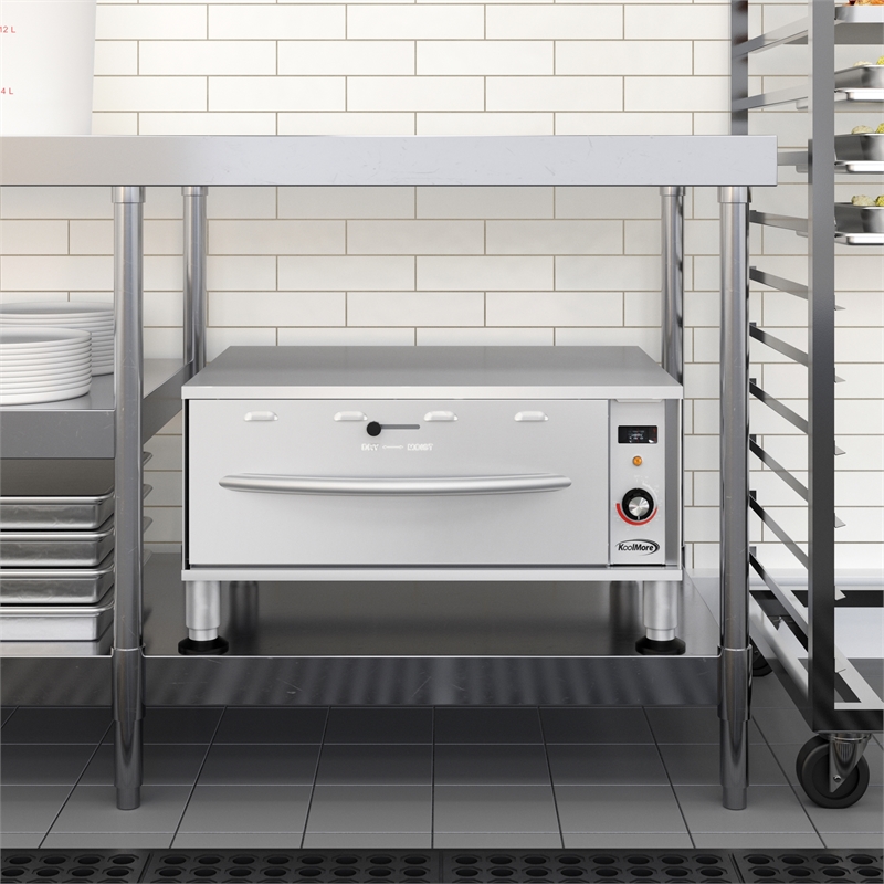 Pemberly Row One-Drawer Commercial Free Standing Warming Drawer in Steel