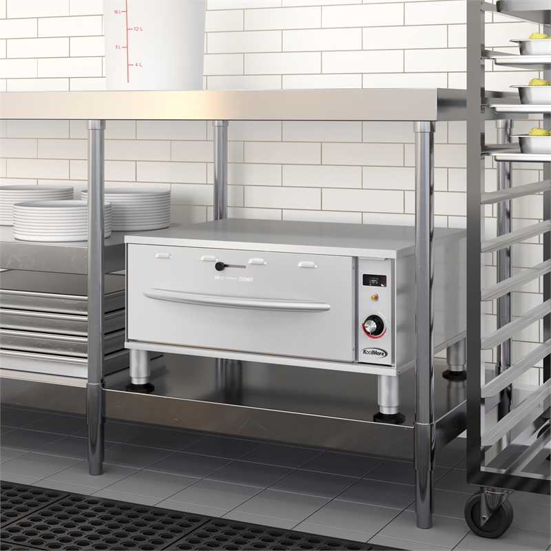 Pemberly Row One-Drawer Commercial Free Standing Warming Drawer in Steel
