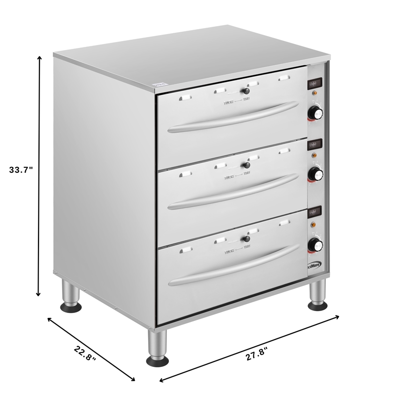 Pemberly Row 3-Drawer Commercial Free Standing Warming Drawer in Stainless Steel