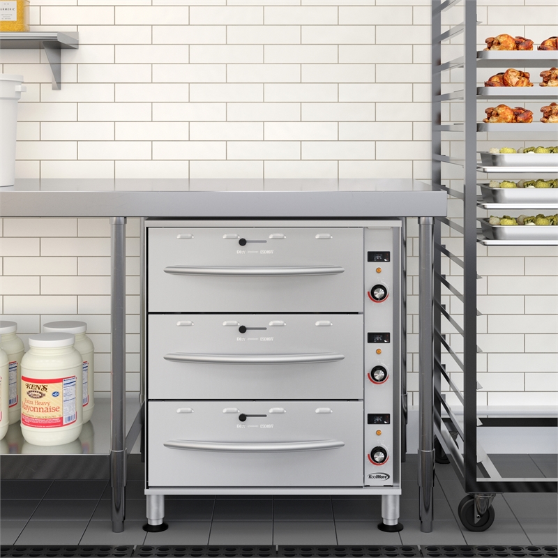 Pemberly Row 3-Drawer Commercial Free Standing Warming Drawer in Stainless Steel