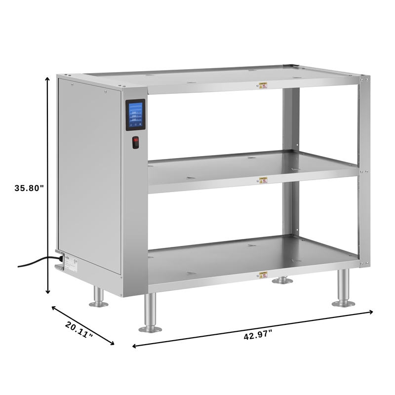 Pemberly Row 3-Shelve Commercial Take Out Warmer Cabinet w/ Touch Screen-Steel