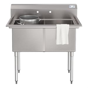 Pemberly Row 42&quot 18-Gauge 2-Compartment Commercial Sink with Backsplash in Steel