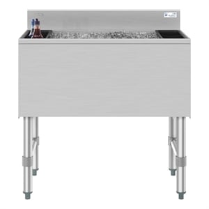 Pemberly Row 30&quot Commercial Underbar Ice Bin with Siding Lid in Stainless Steel