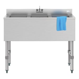 Pemberly Row 38&quot 3-Compartment Bar Sink with 3&quot Backsplash & Low Lead Faucet