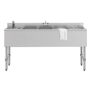 Pemberly Row 60&quot 3-Compartment Bar-Sink with 3&quot Backsplash Dual Drainboards
