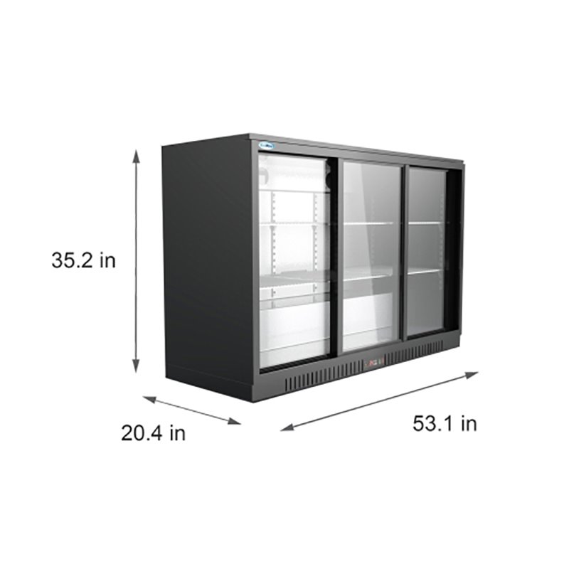 Pemberly Row 3 Slide Door Metal Back Bar Cooler Counter Height Refrigerator