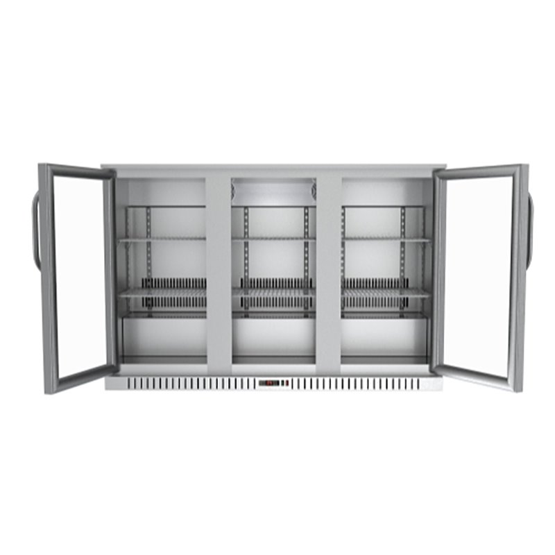 Pemberly Row 3-Door Stainless Steel Back Bar Cooler Refrigerator in Silver