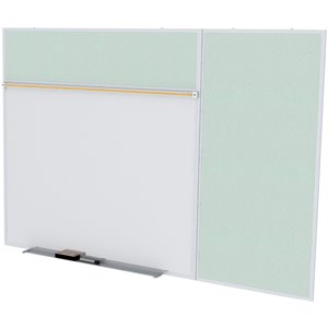 Pemberly Row Vinyl 4' x 12' Bulletin & Magnetic Whiteboard B-Set in Silver