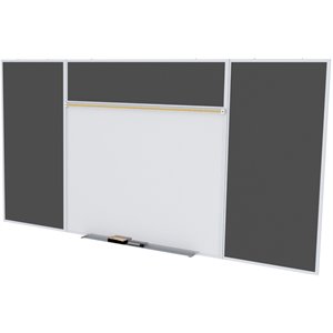 Pemberly Row Ceramic 4' x 12' Rubber Bulletin & Magnetic Whiteboard Set-E