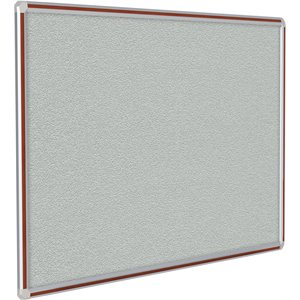 Pemberly Row Vinyl 4' x 6' Bulletin Board with Cherry Trim in Gray