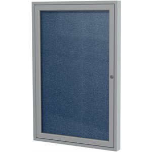 Pemberly Row Vinyl 24&quot x 18&quot 1 Door Enclosed Bulletin Board in Navy