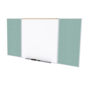 Pemberly Row Vinyl 4' x 10' Bulletin & Magnetic Whiteboard Set in Stone