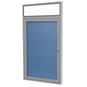 Pemberly Row Vinyl 36&quot x 24&quot 1 Door Enclosed Bulletin Board in Ocean Blue