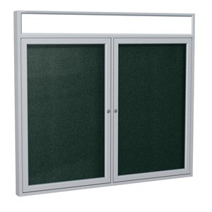 Pemberly Row Vinyl 36&quot x 60&quot 2 Door Enclosed Bulletin Board in Ebony Brown