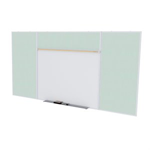 Pemberly Row Vinyl 4' x 12' Bulletin & Magnetic Whiteboard Set-E in Silver