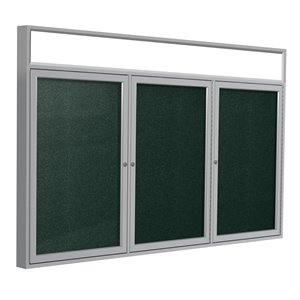 Pemberly Row Vinyl 48&quot x 72&quot 3 Door Enclosed Bulletin Board in Ebony Brown