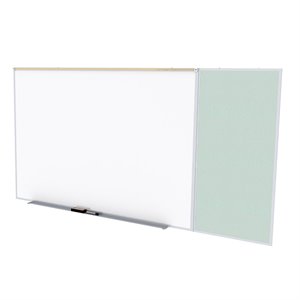 Pemberly Row Vinyl 4' x 8' Bulletin & Magnetic Whiteboard C-Set in Silver