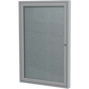 Pemberly Row Vinyl 36&quot x 36&quot 1 Door Enclosed Bulletin Board in Stone