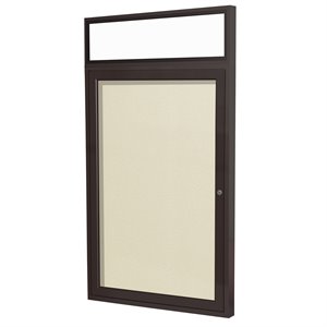 Pemberly Row Vinyl 36&quot x 30&quot 1 Door Enclosed Bulletin Board in Ivory
