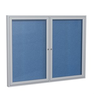 Pemberly Row Vinyl 48&quot x 60&quot 2 Door Enclosed Bulletin Board in Ocean Blue