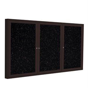 Pemberly Row 48&quot x 96&quot 3 Door Enclosed Rubber Bulletin Board in Speckled Tan