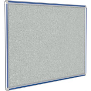 Pemberly Row Vinyl 4' x 4' Bulletin Board with Royal Blue Trim in Gray