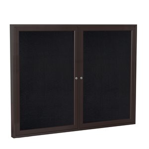 Pemberly Row 48&quot x 60&quot 2 Door Enclosed Rubber Bulletin Board in Black
