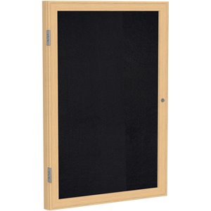Pemberly Row Wood 24&quot x 18&quot 1 Door Enclosed Bulletin Board in Black