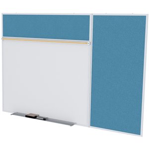 Pemberly Row Vinyl 4' x 12' Bulletin & Magnetic Whiteboard B-Set in Ocean Blue