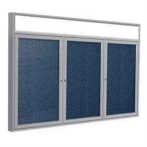 Pemberly Row Vinyl 48&quot x 72&quot 3 Door Enclosed Headliner Bulletin Board in Navy