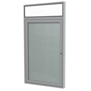 Pemberly Row Vinyl 36&quot x 30&quot 1 Door Enclosed Bulletin Board in Silver