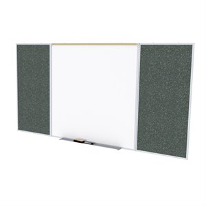 Pemberly Row Ceramic 4' x 16' Rubber Bulletin & Magnetic Whiteboard Set