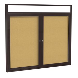 Pemberly Row Wood 36&quot x 48&quot 2 Door Enclosed Headliner Bulletin Board in Natural