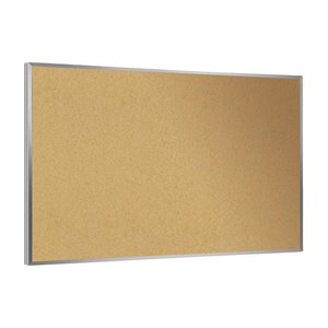 Pemberly Row 36.0&quot x 46.5&quot Silver Aluminum Frame Natural Cork Bulletin Board