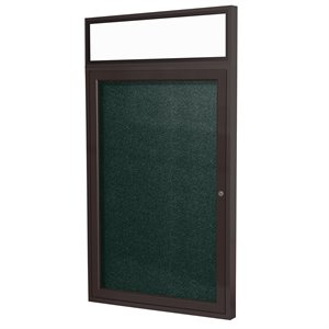 Pemberly Row Vinyl 36&quot x 30&quot 1 Door Enclosed Headliner Bulletin Board in Brown