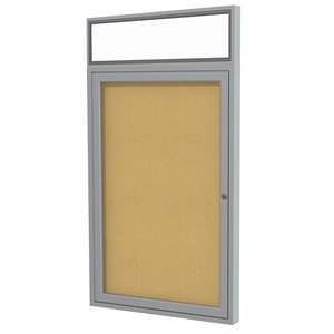 Pemberly Row Wood 36&quot x 30&quot 1 Door Enclosed Headliner Bulletin Board in Natural