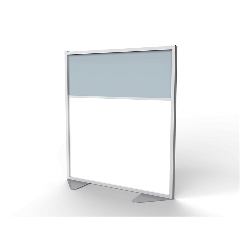 Pemberly Row Vinyl Floor Partition with 2 Split Panel Infill in Silver