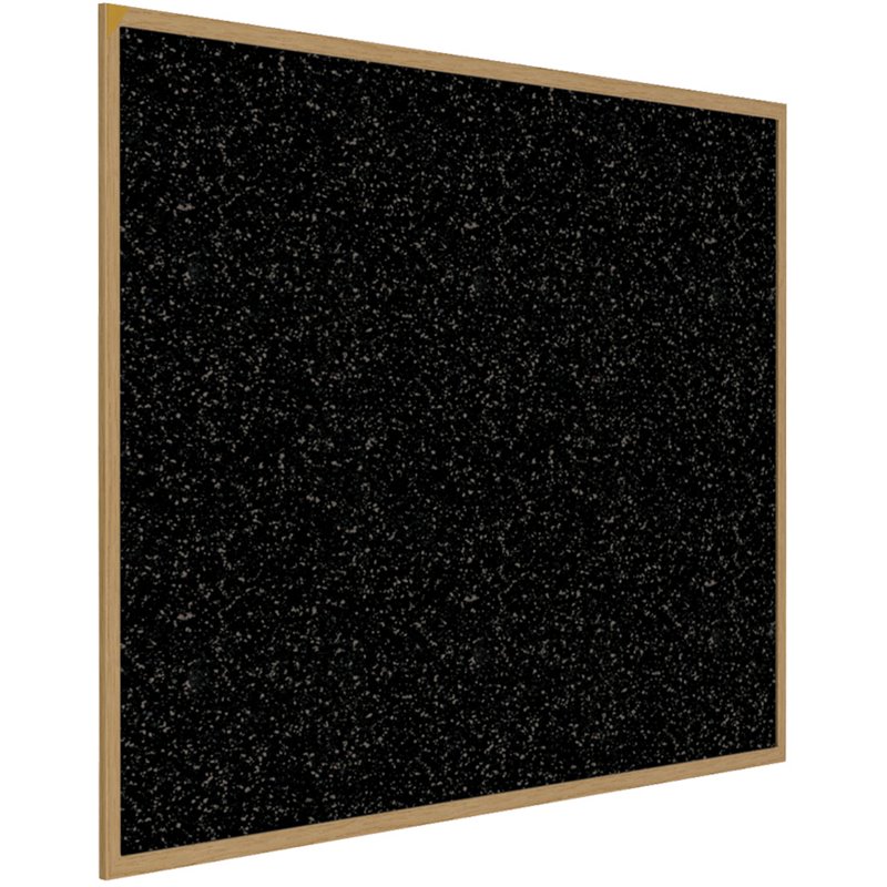 Pemberly Row Wood 4' x 4' Rubber Bulletin Board with Wood Frame in Speckled Tan