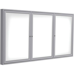 Pemberly Row Ceramic 48&quot x 96&quot 2 Door Enclosed Magnetic Whiteboard in White