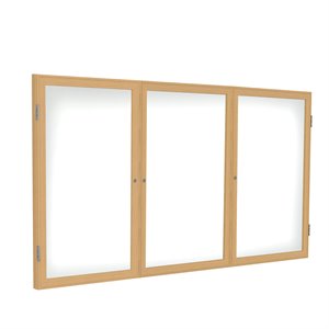 Pemberly Row Ceramic 48&quot x 96&quot 2 Door Enclosed Magnetic Whiteboard in White