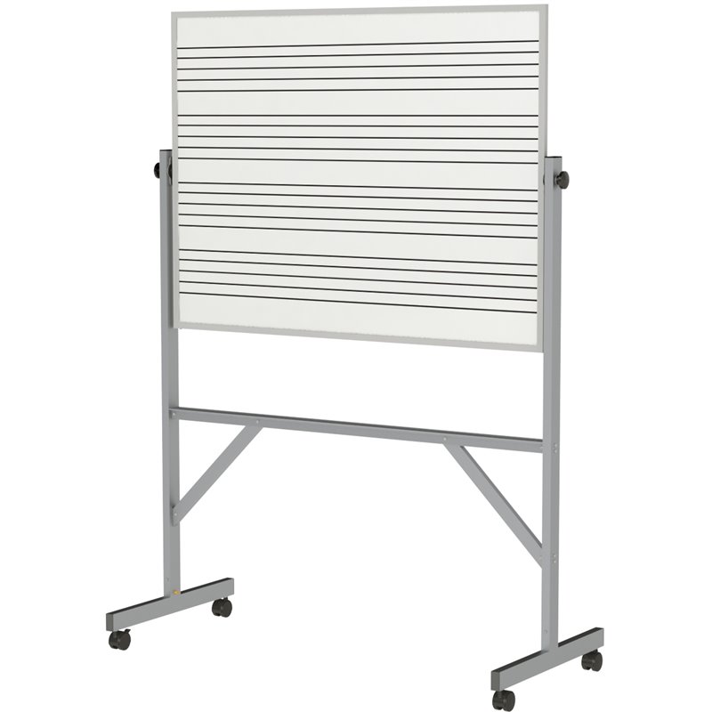 Pemberly Row 3' H x 4' W Reversible Magnetic Music Staff Whiteboard in White