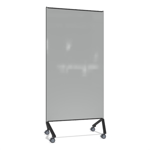 Pemberly Row Magnetic Mobile Glass Dry Erase Board Gray Black Frame 77x36
