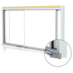 Pemberly Row 48&quot x 144&quot Magnetic 28G Whiteboard with Sliding Panel in White