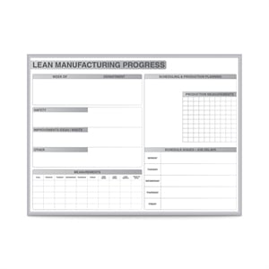 Pemberly Row Vinyl 4' x 6' Manufacturing LEAN Magnetic Whiteboard in Gray