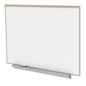 Pemberly Row Ceramic 4'x 6' Premium Magnetic Whiteboard with 1&quot Maprail in White