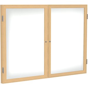Pemberly Row Ceramic 48&quot x 60&quot 2 Door Enclosed Magnetic Whiteboard in White