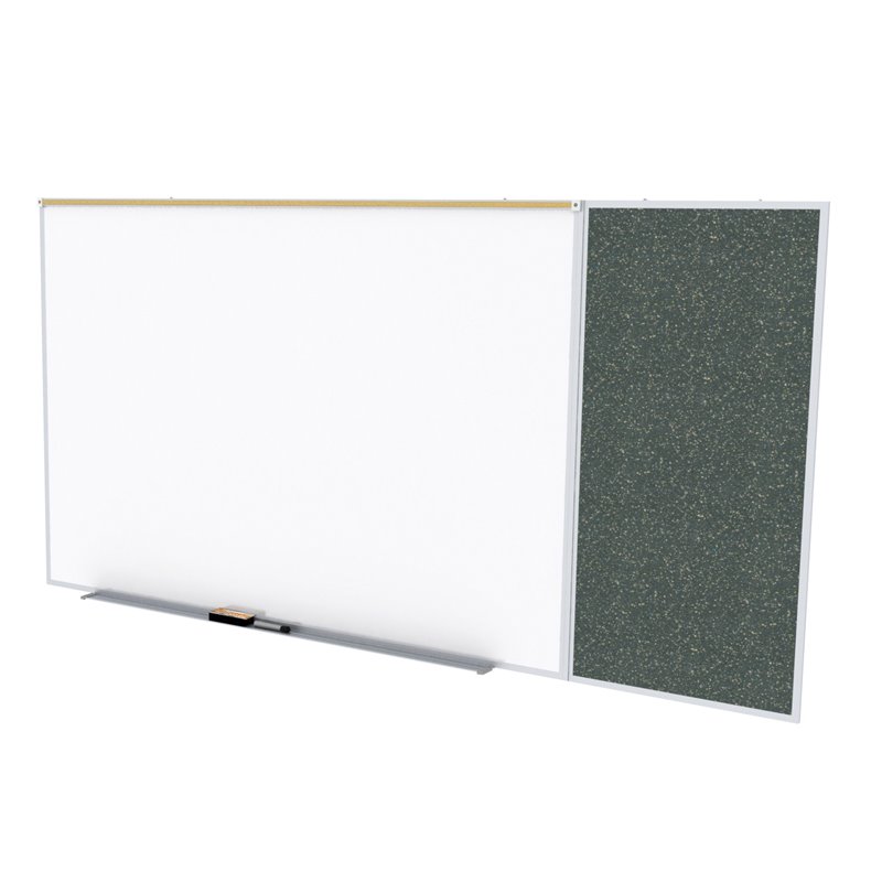 Pemberly Row Ceramic 4' x 8' Rubber Bulletin & Magnetic Whiteboard C-Set