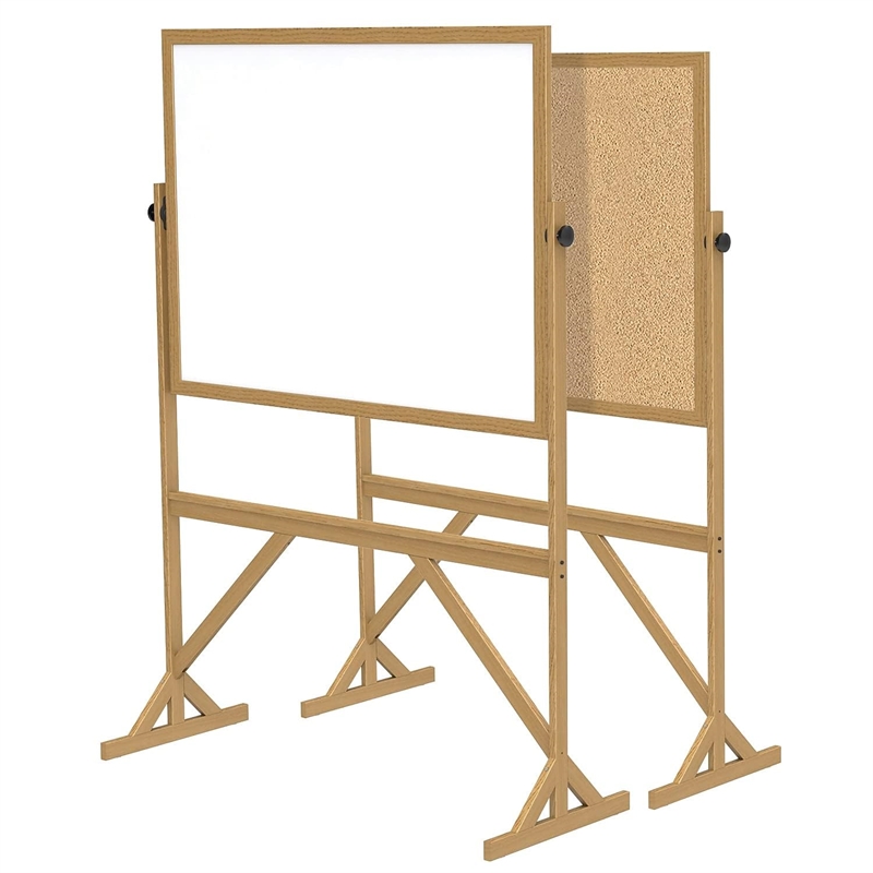 Pemberly Row Wood 3' H x 4' W Reversible Magnetic Whiteboard in Natural