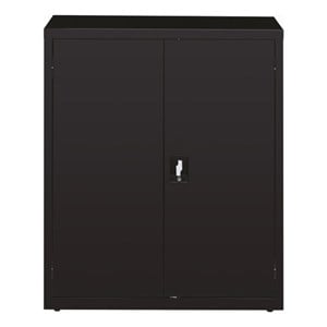 Pemberly Row 3 Shelf Welded Metal Locking Storage Cabinet in Black